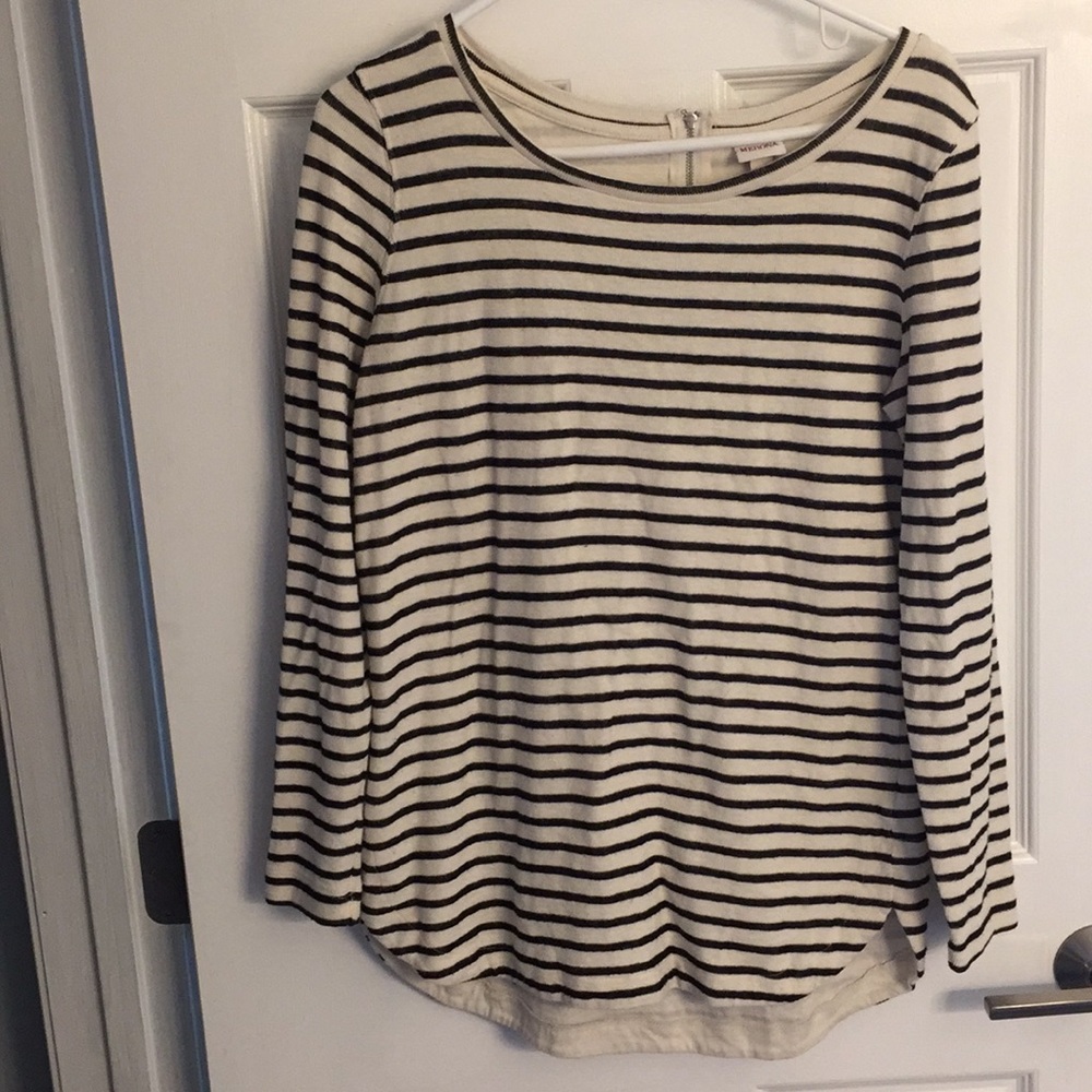 Double lined cream & black striped sweater